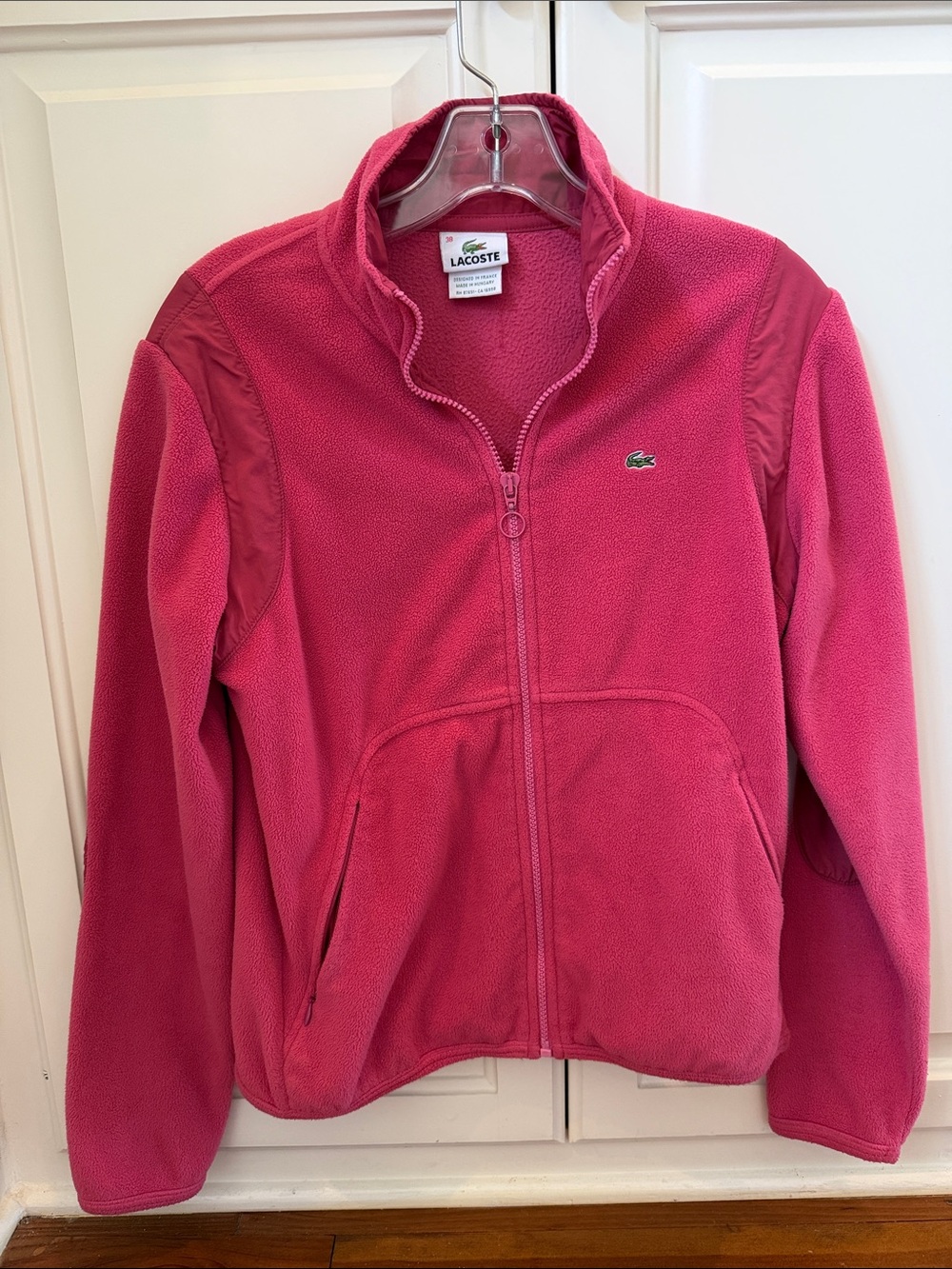Lacoste Medium Pink Zip-Up Fleece Jacket size 38/Med
